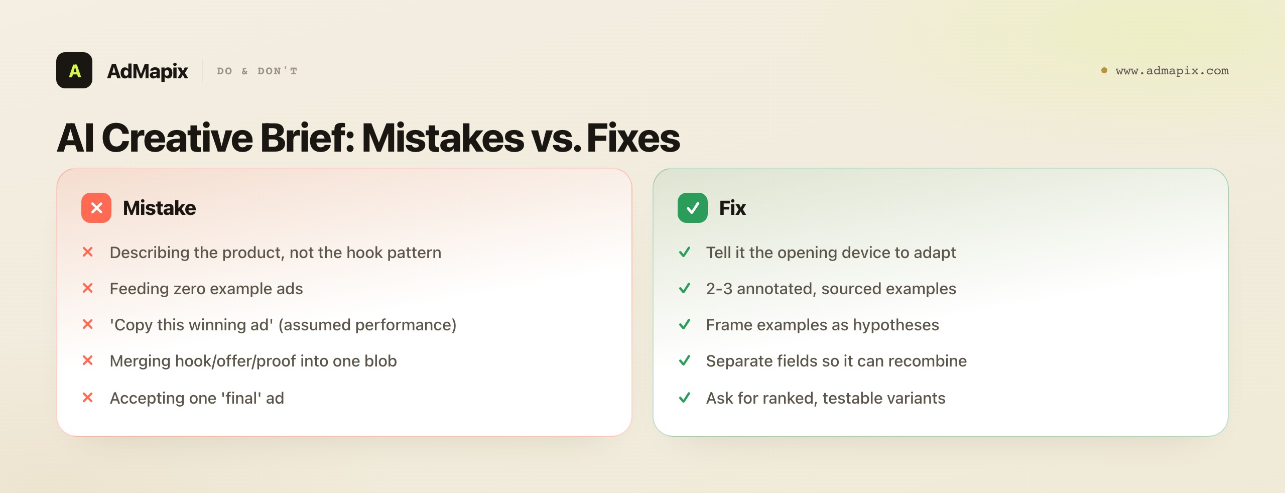 AI Creative Brief: Mistakes vs. Fixes