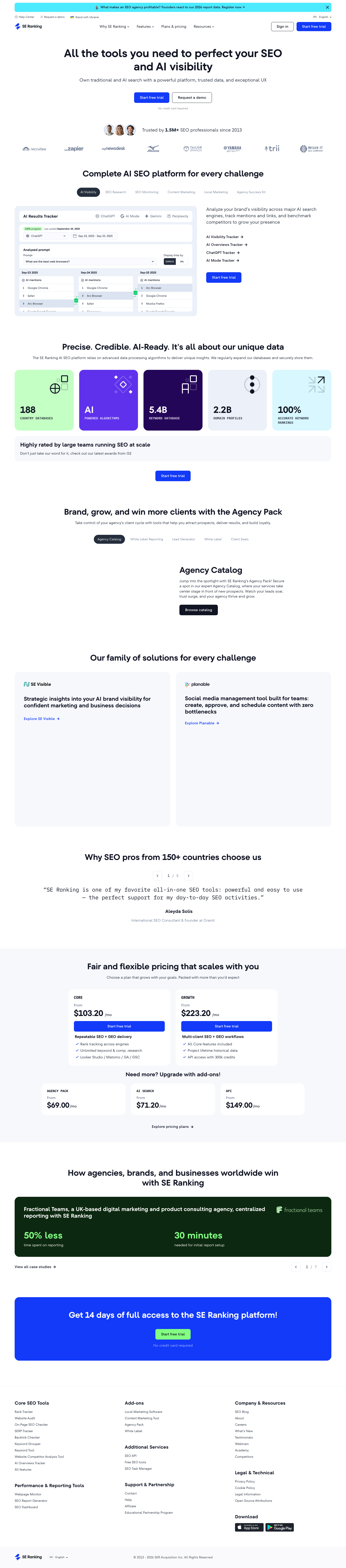 SE Ranking 后台概览