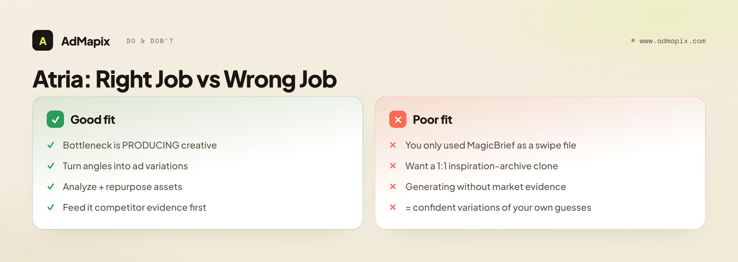 Atria: Right Job vs Wrong Job