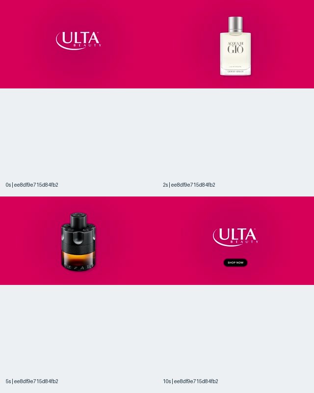 Image 8: Ulta Beauty listing 561930308 contact sheet showing an Acqua di Gio bottle and a dark fragrance bottle on magenta backgrounds