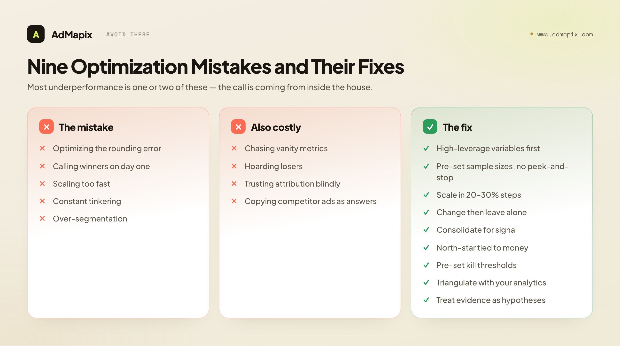 Nine Optimization Mistakes and Their Fixes