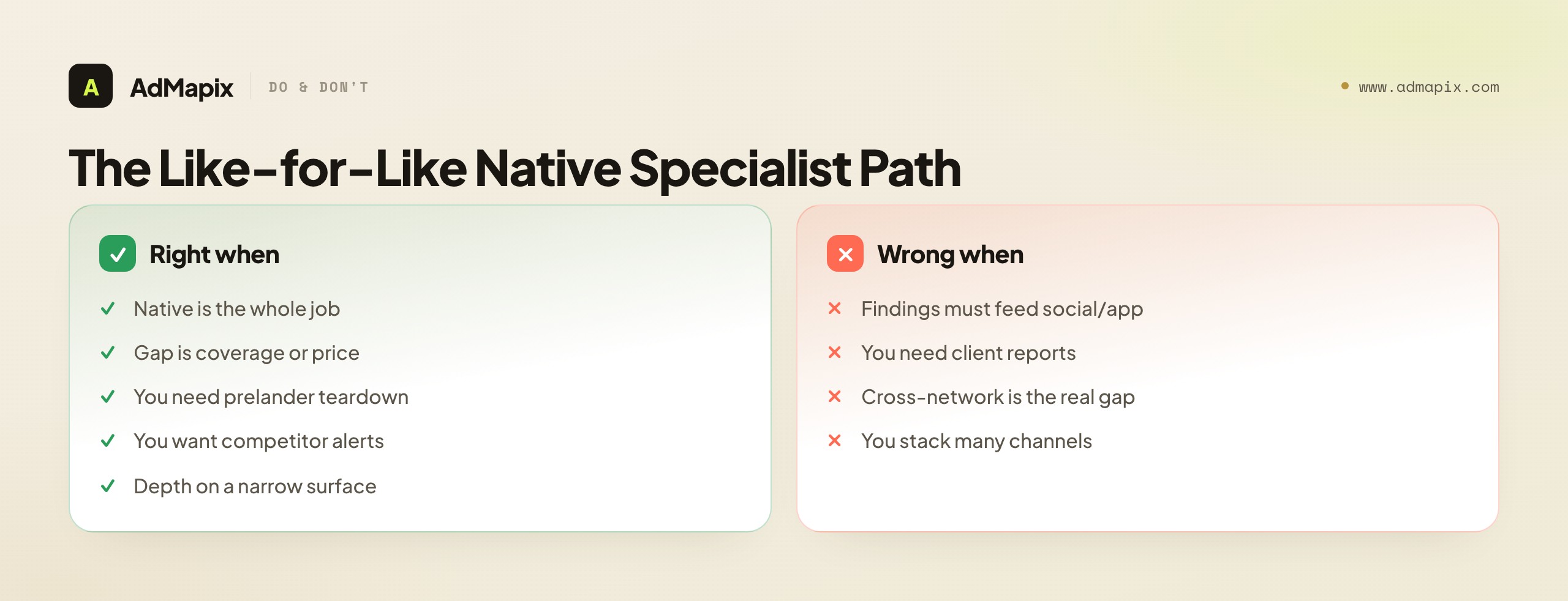 The Like-for-Like Native Specialist Path