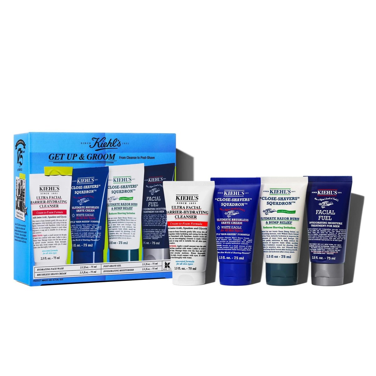 Sample 5: Kiehl’s Get Up and Groom box with cleanser, shave cream, post-shave product, and moisturizer in an Amazon-shopping source image
