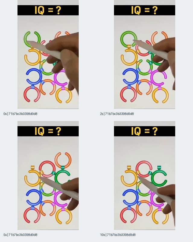 图3:关联 Rotate Rings iOS 条目的记录71b7bc3b,白色指示笔在浅色背景上演示彩色圆环,上方保留 IQ 提问横幅