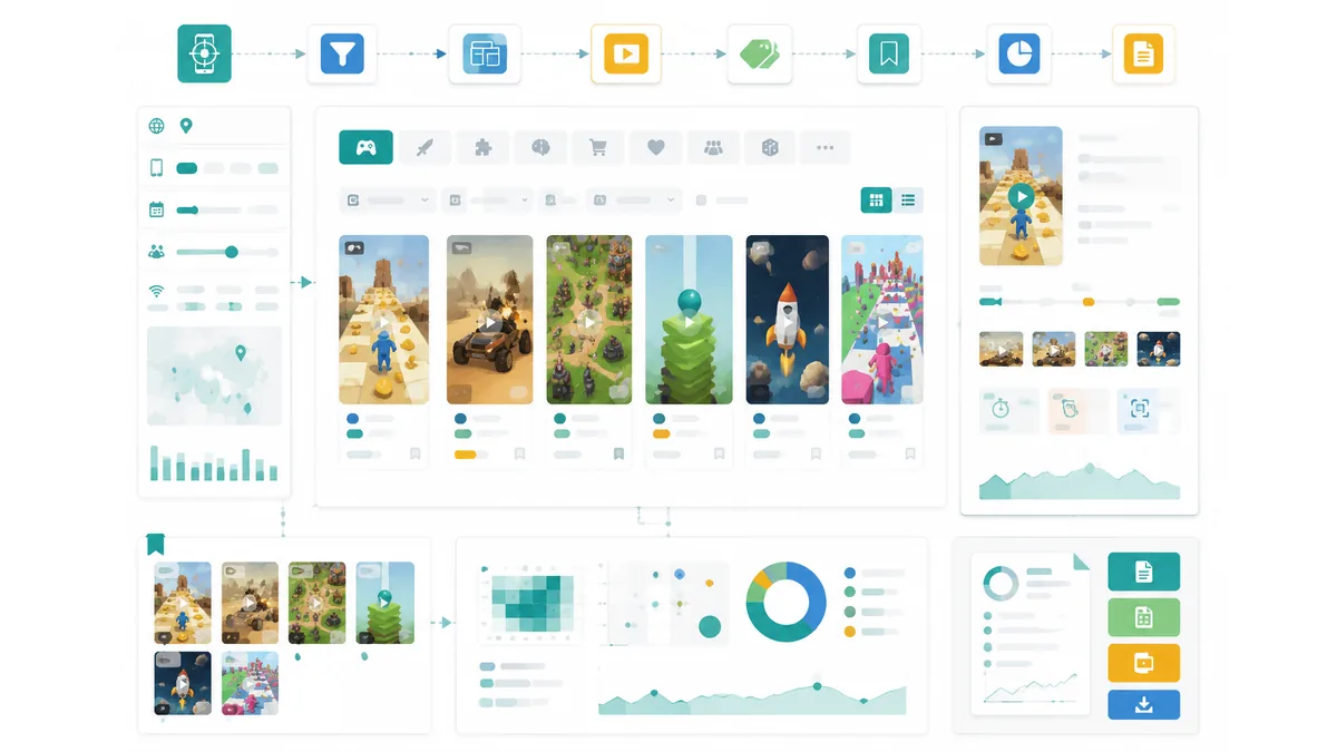 mobile app ad spy tool workflow for creative evidence app categories video analysis and reports